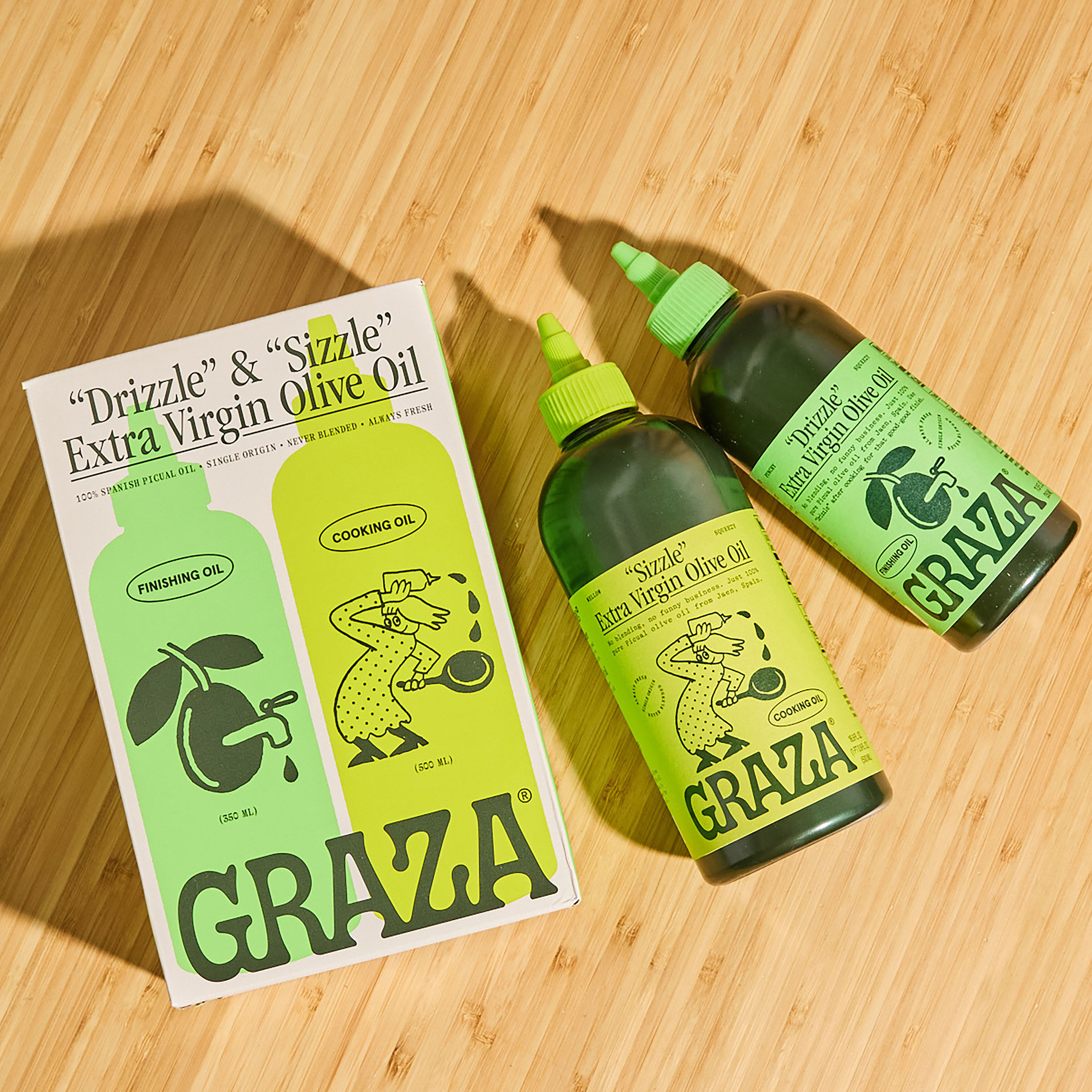 Graza The Duo Drizzle and Sizzle Olive Oil Gift Set 2 Pack - World