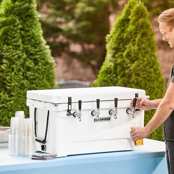 CaterGator JB65WH4 White 4 Faucet 68 Qt. Insulated Jockey Box with
