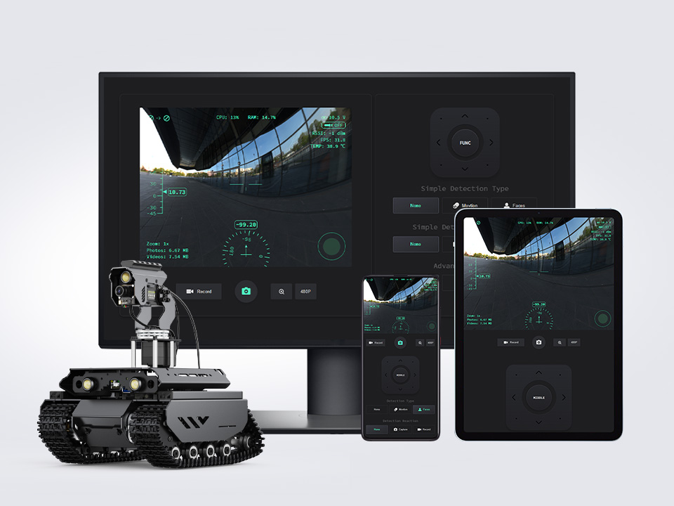 UGV Beast Open-source Off-Road Tracked AI Robot, Dual controllers