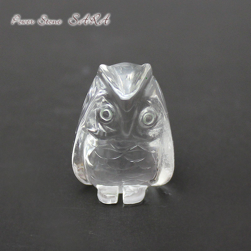 フクロウ （梟）◇水晶 彫刻 天然石 置物 - 天然石・数珠ブレスレット