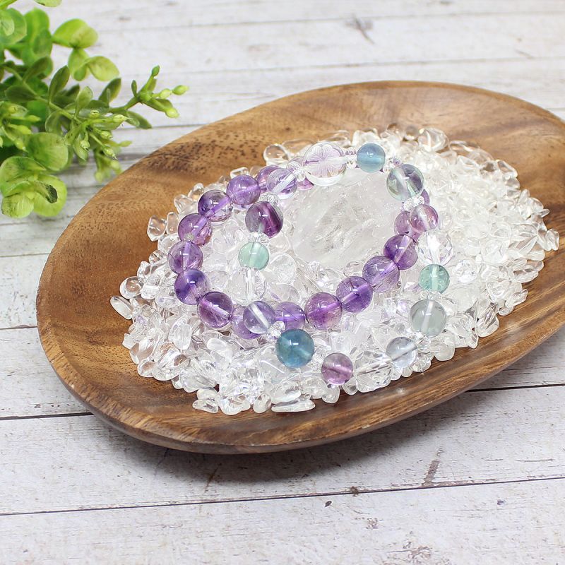 すぐに使える浄化3点セット】ブラジル産水晶さざれ+水晶ポイント＋木皿