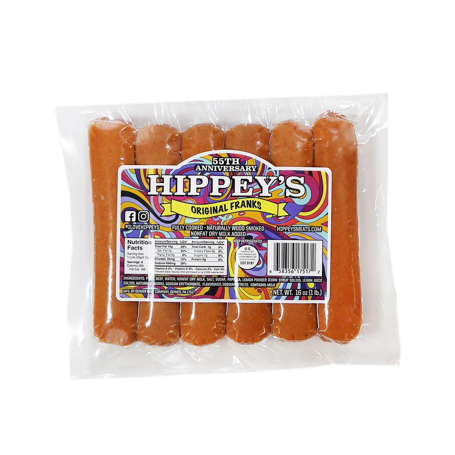 Hot Dogs - Franks Original Hippey's | Walnut Creek Foods