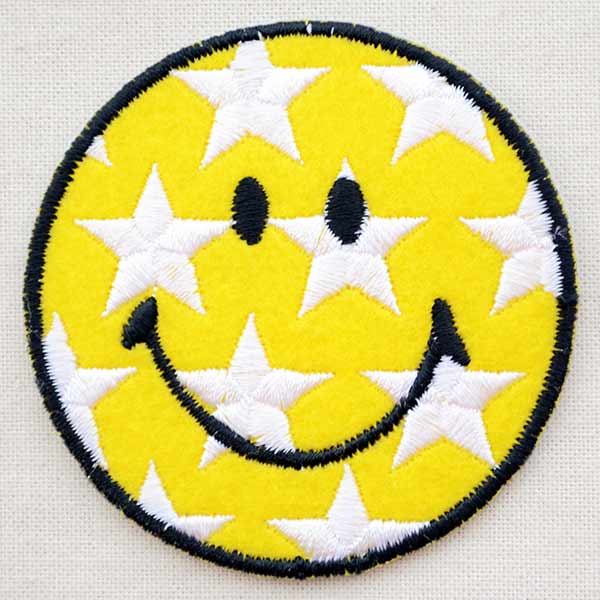 ワッペン スマイルマーク/スマイリーフェイス(スターA) | ワッペン