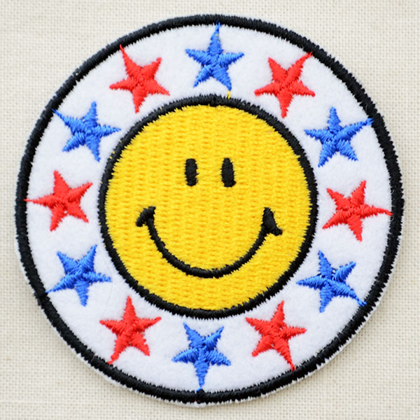 ワッペン スマイルマーク/スマイリーフェイス(スターB) | ワッペン