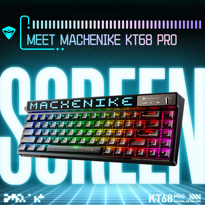 Machenike KT68 Smart Screen Hot-Swap Mechanical Keyboard - WhatGeek