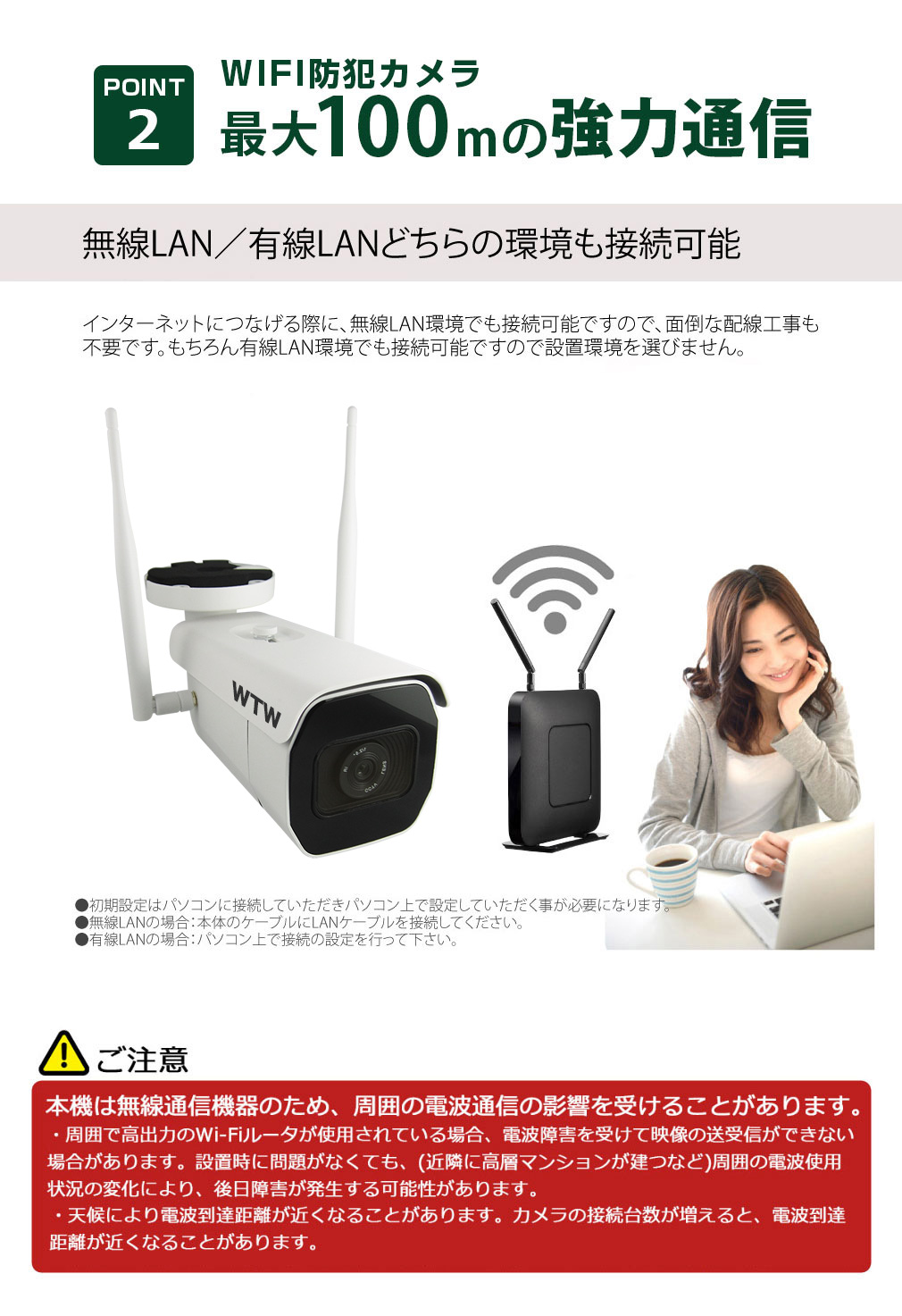防犯カメラ WIFI 屋外 548万画素 大型カメラ 【WTW 塚本無線】