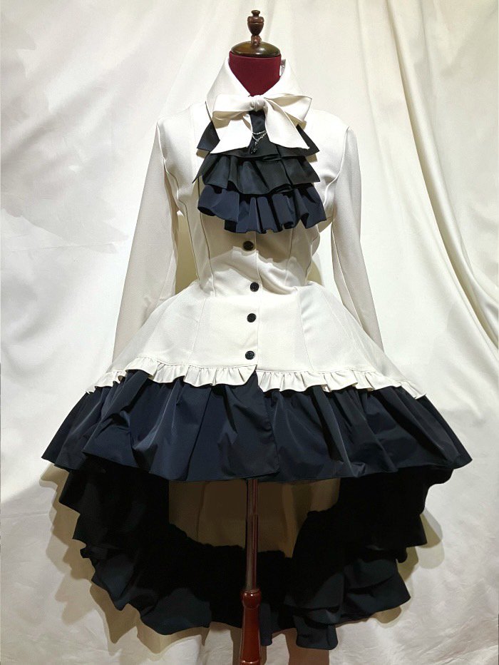 ゴシック調ダイヤカットタイ付きブラウス型ワンピース | MARBLE