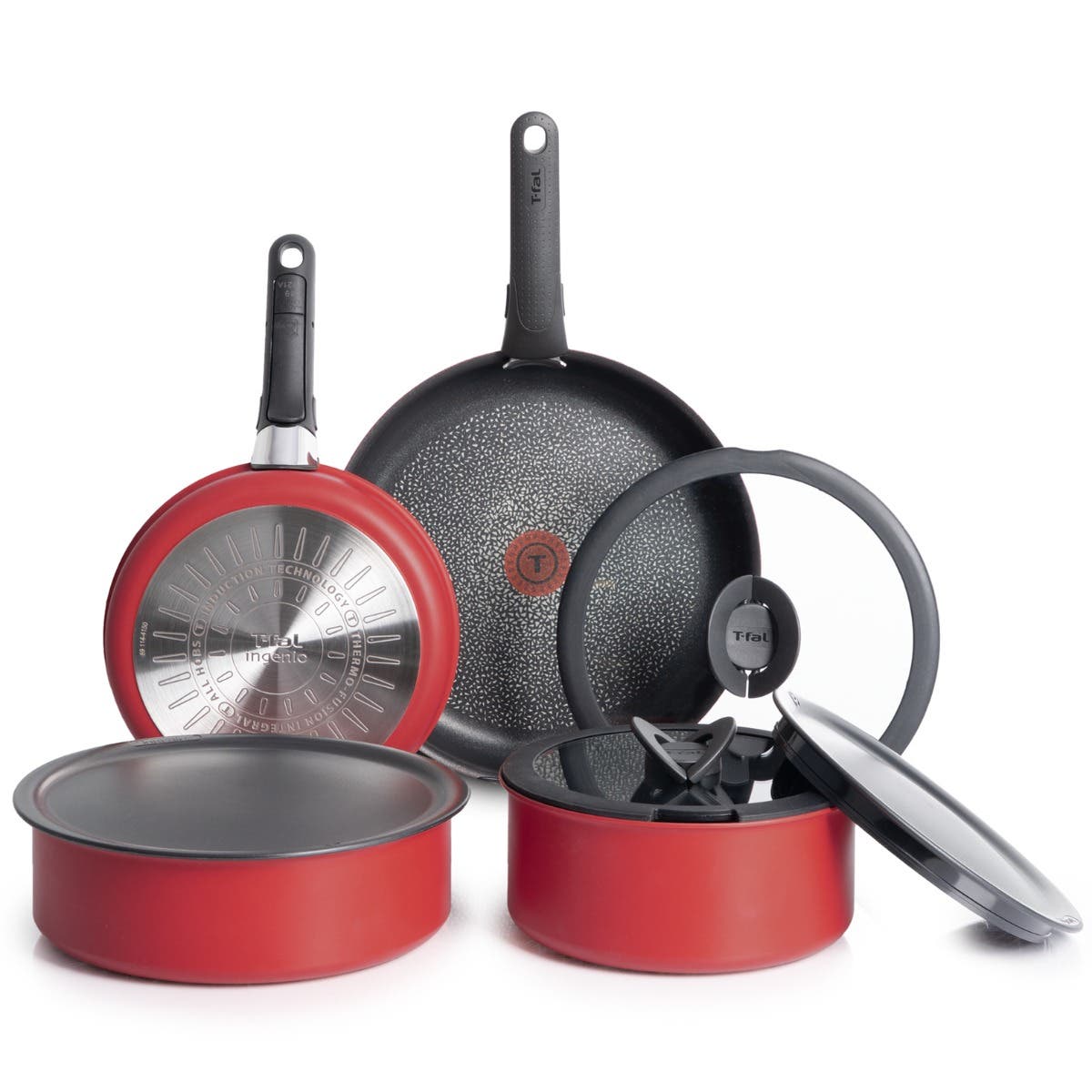 Ingenio Expertise 10-Piece Nonstick Cookware Set – Red by T-fal
