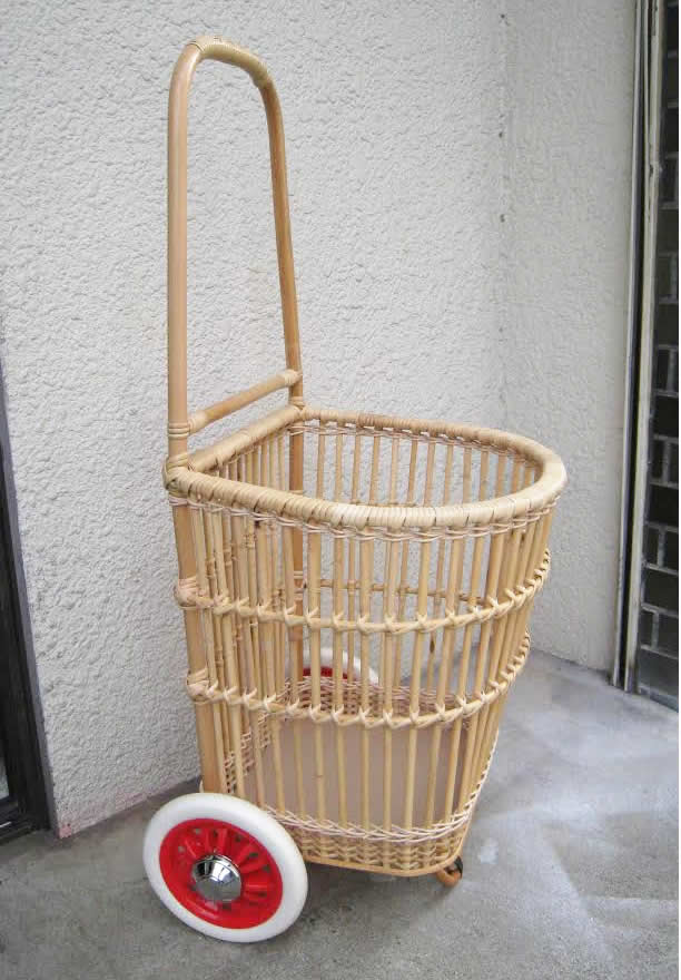 即納】籐・ラタンの軽量ショッピングカート/国産/フランスのブロバンズ