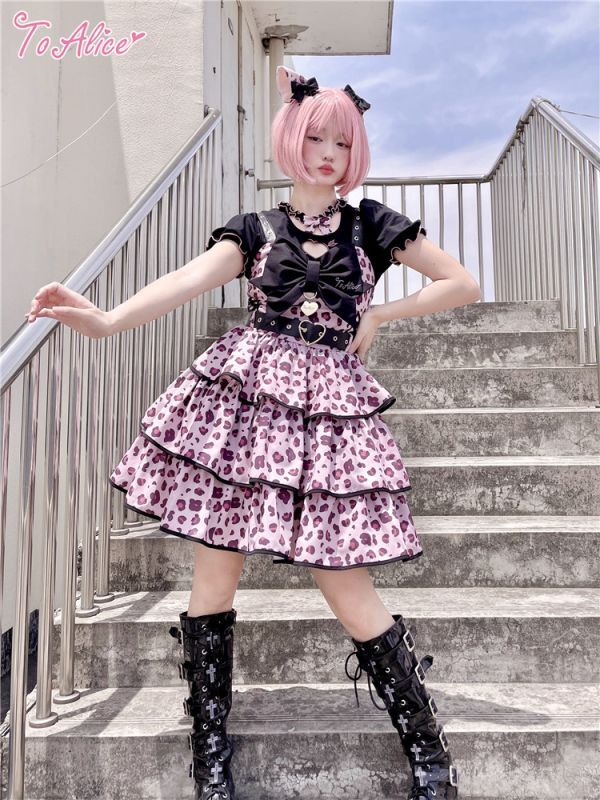 ToAlice】L999ハートレオパードティアードジャンパースカート【50％OFF