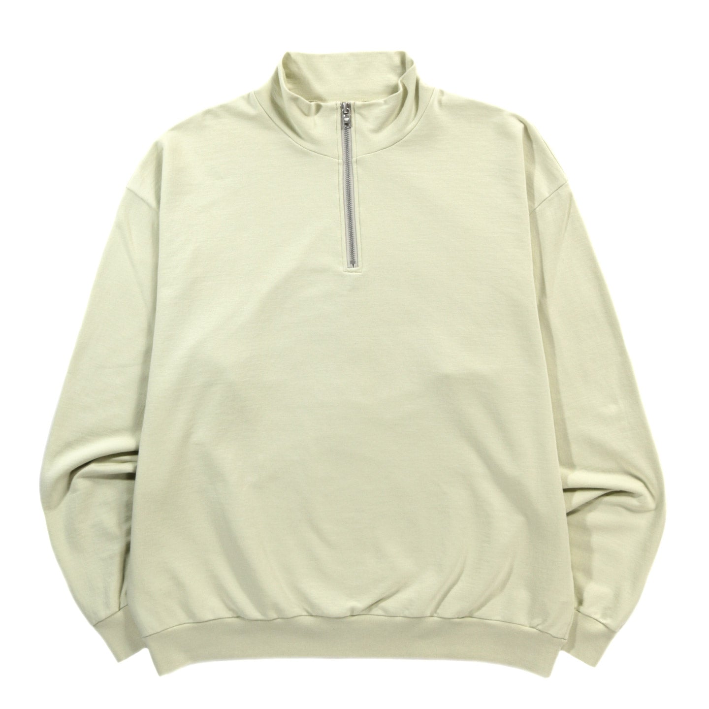 AURALEE ELASTIC HIGH GAUGE SWEAT HALF ZIP P/O PISTACHIO | TODAY