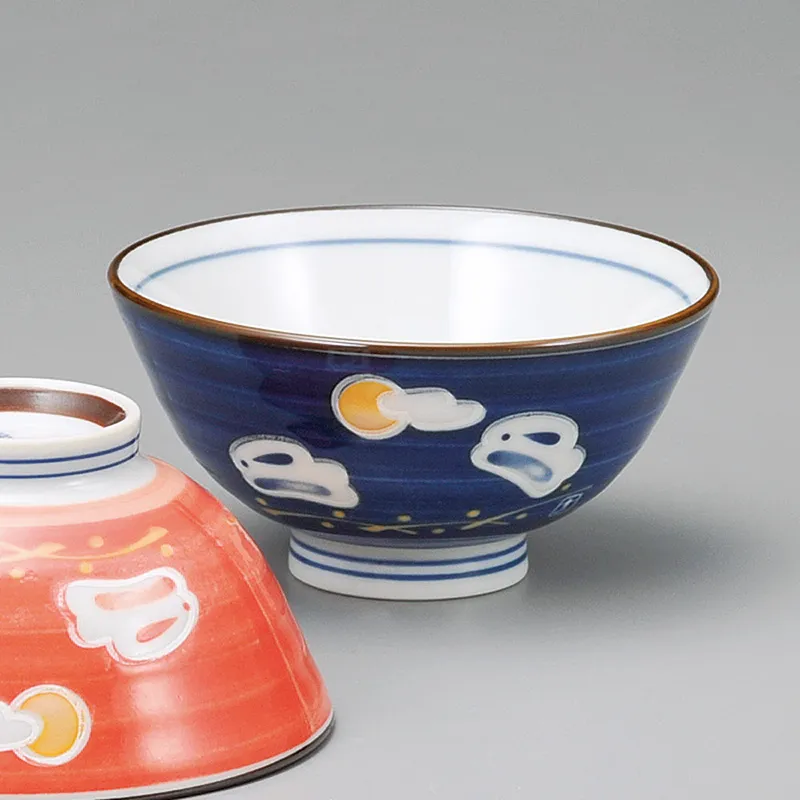 月うさぎゴス巻中平(夫婦茶碗)|食器通販の陶磁庵