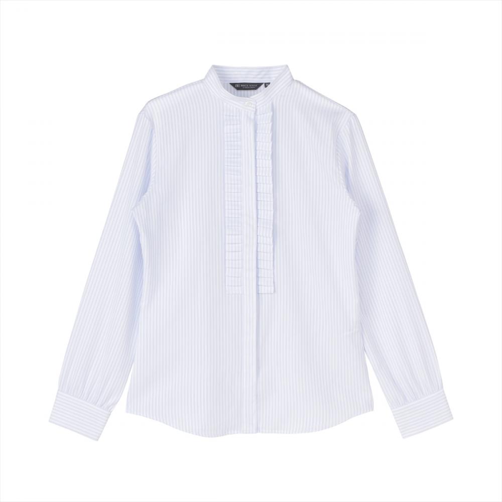 COFREX】 スタンドたたみフリル 長袖 レディースフリルシャツ(S ブルー