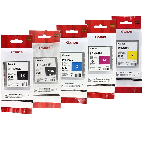 Canon PFI-102 Ink Tanks, Full Set - MBK,BK,C,M,Y (Genuine) | Canada