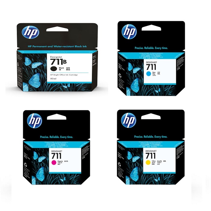 HP 711 711B 純正インク ブラック/カラー 4色セット 80/29mL 各1 計4個