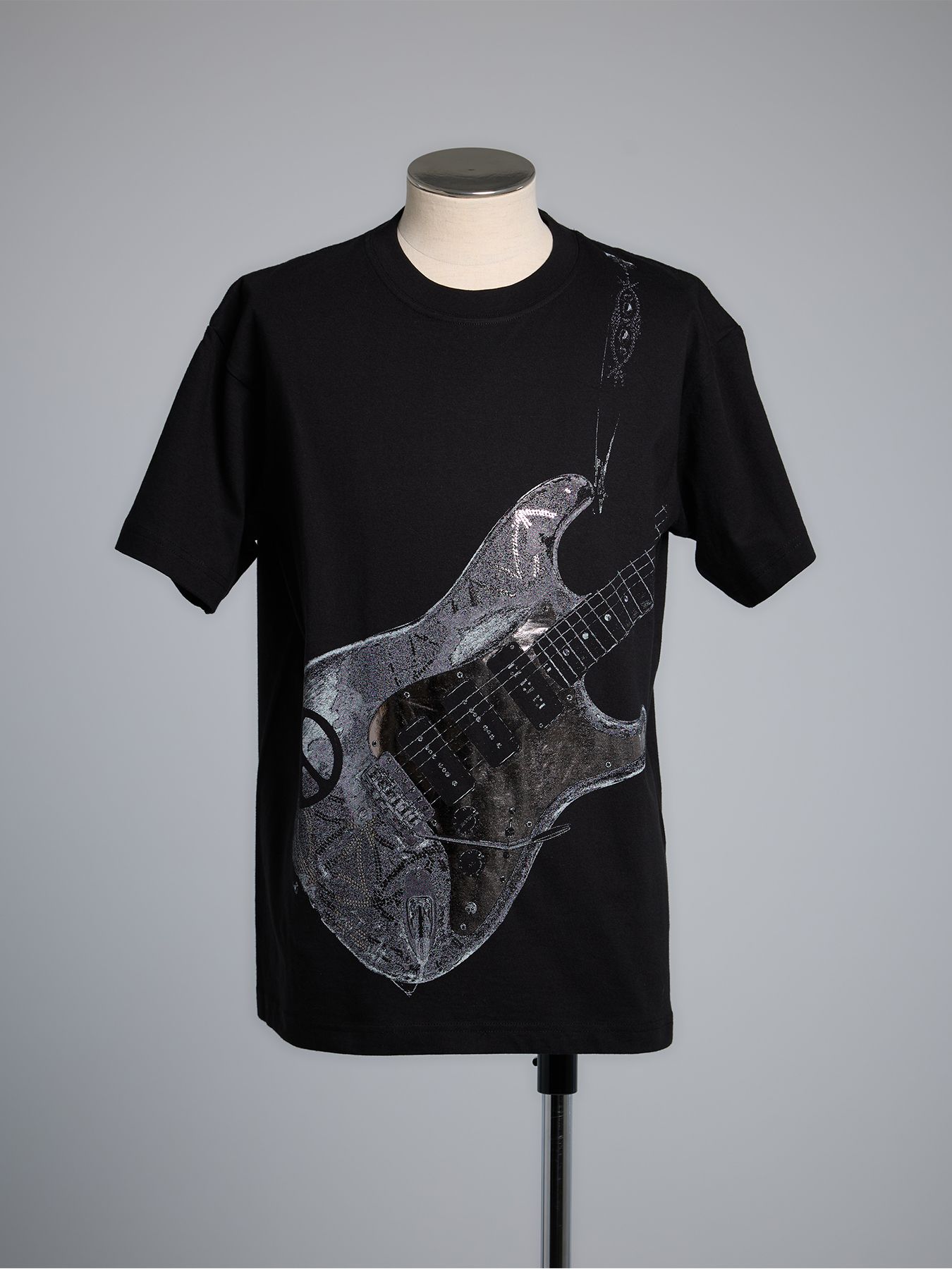 THE ONENESS - T-Shirts / ギタープリント Tシャツ / ブラック×箔