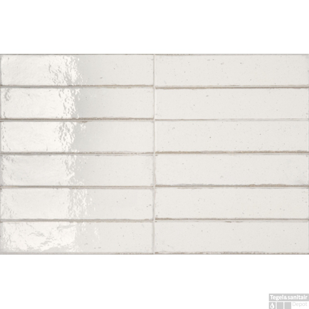 Wandtegel Ceramic-Apolo Raku 6x27 cm Glans Warm White (Doosinhoud