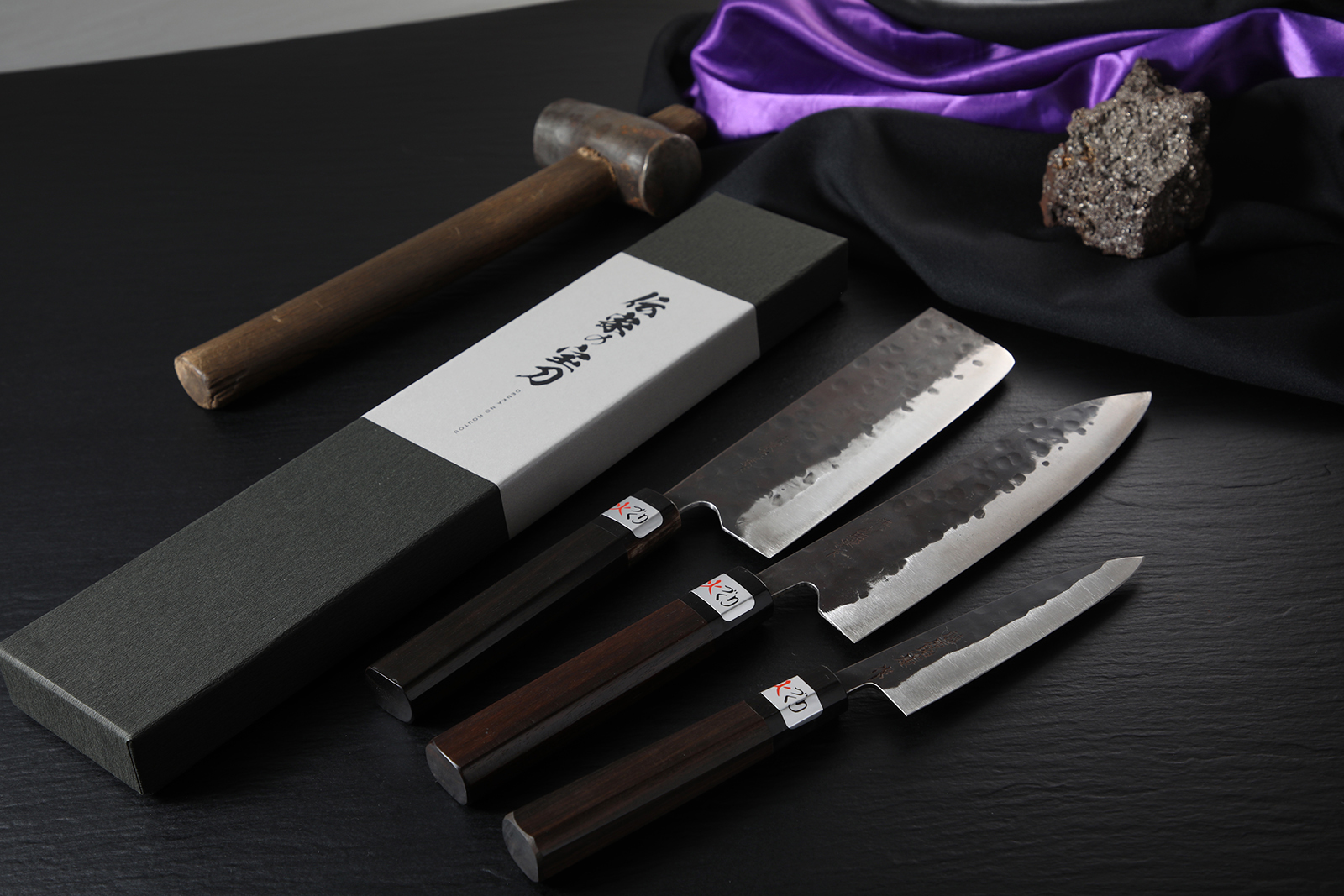 伝家の宝刀 黒檀柄 3本セット | 藤原照康刃物工芸