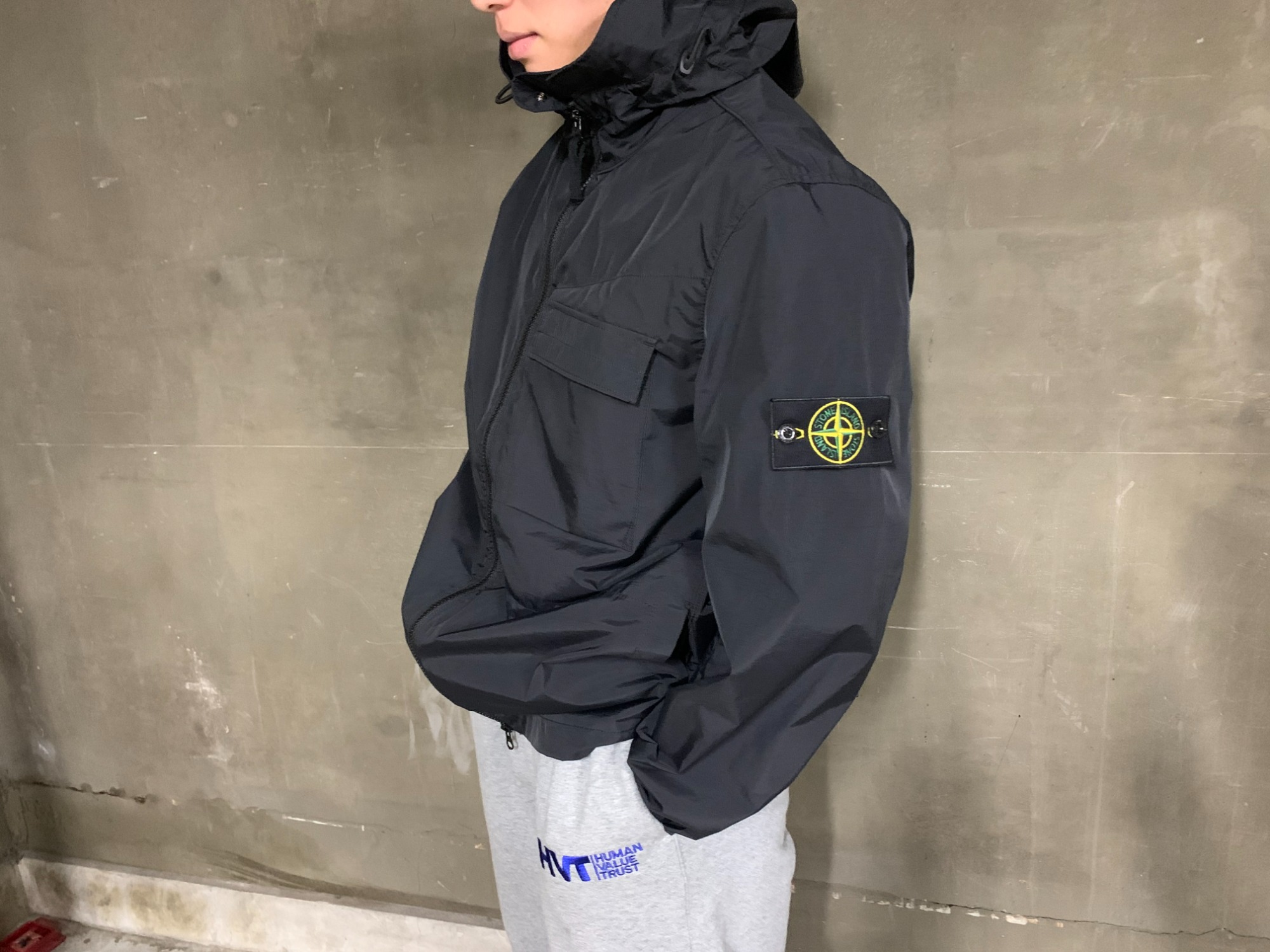Stone ナイロンメタル アノラック パーカー M 黒 Stone Island