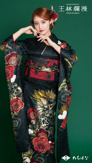 王林爛漫”の振袖-黒｜成人記念の新作振袖ご紹介 OR-324