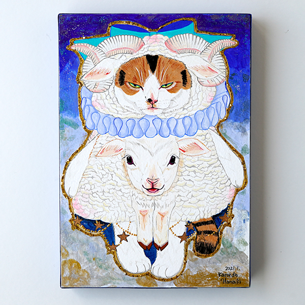 金田花季 原画 「どうしても鳥に好かれちゃうねこ」 金田花季 原画