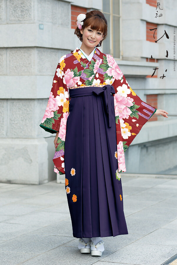 正統派古典 赤/ピンク ボタン柄 教員袴 人気 王道【通販可】K30032