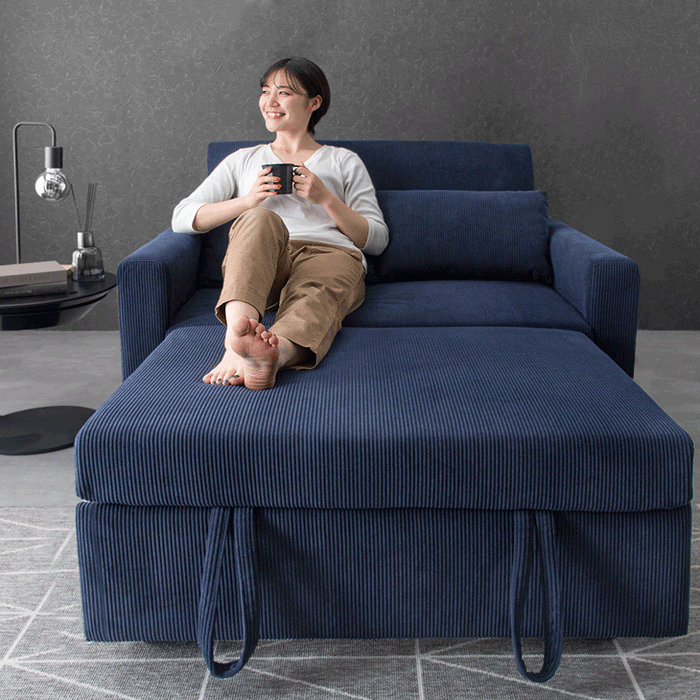 3WAYコーデュロイ カウチソファーベッド 2人掛け リクライニング肘付き