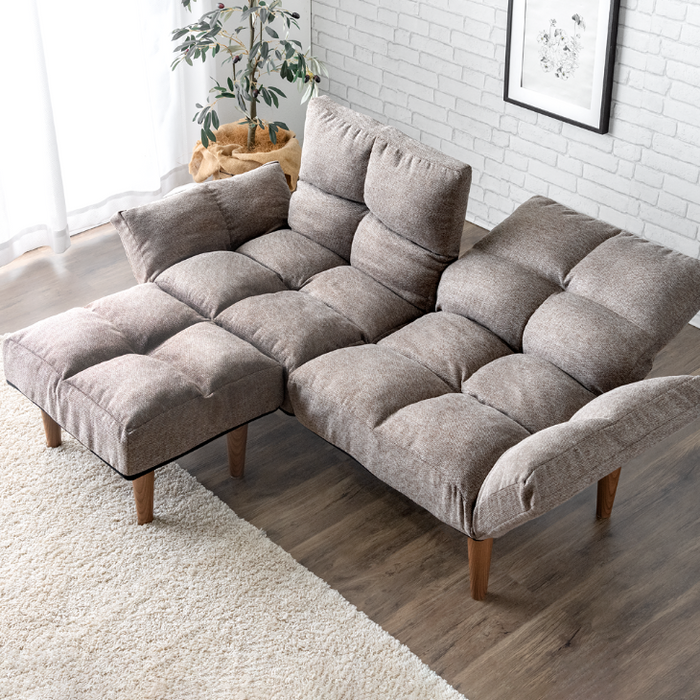 左右独立リクライニング ソファ 二人掛け オットマン付 ポケットコイル