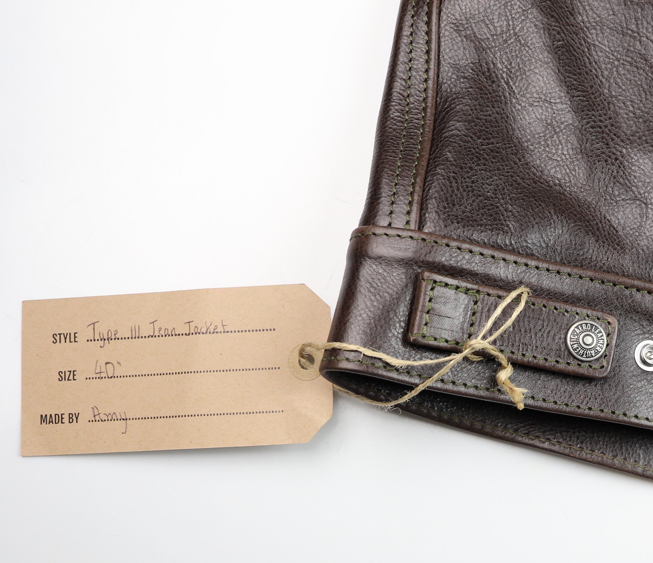 Aero 557XX Type 3 Jean Jacket, size 40, Chestnut Badalassi Cowhide