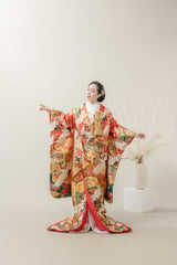 色打掛・屏風に鶴｜白無垢・色打掛レンタルなら結婚式着物専門の【THE