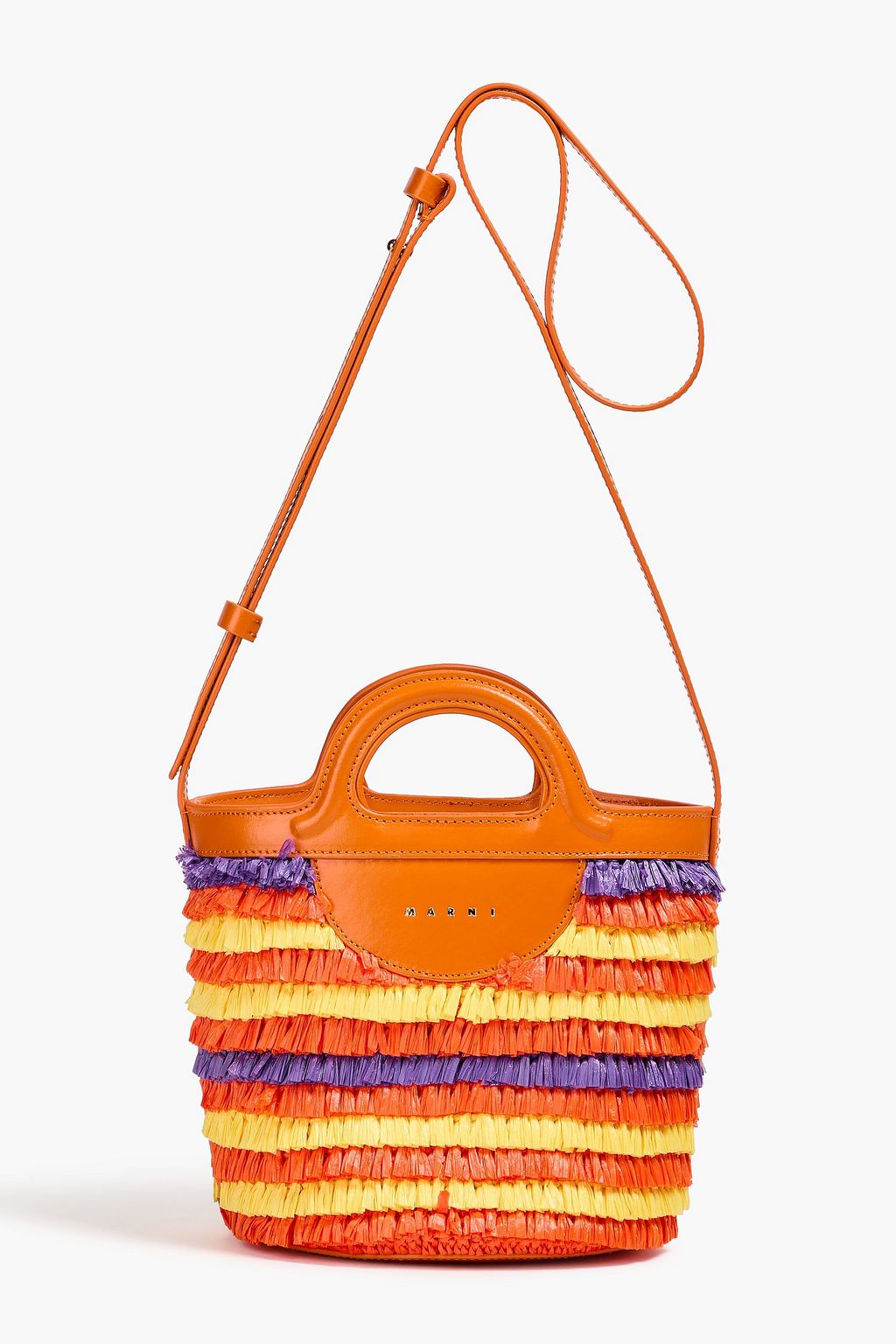MARNI Tropicalia leather-trimmed faux raffia bucket bag | THE OUTNET