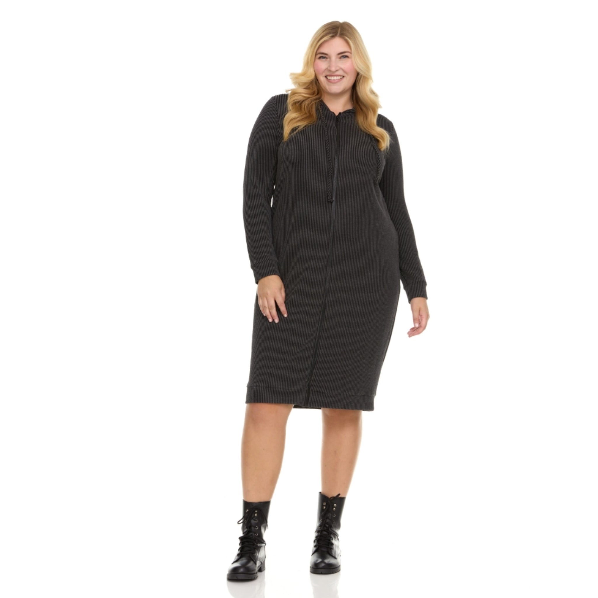 Plus Charcoal Carrie Rib Knit Hoodie Dress – The Mimi Boutique