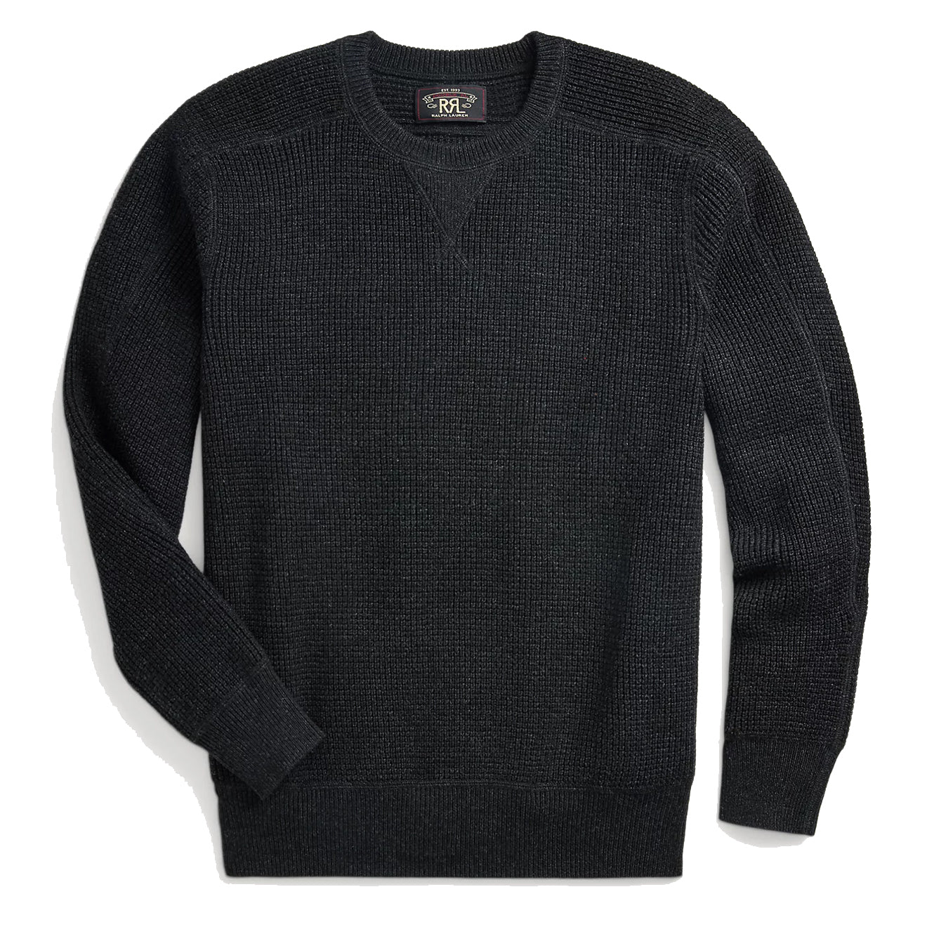 RRL by Ralph Lauren Waffle-Knit Cotton-Wool Jumper Black Heather