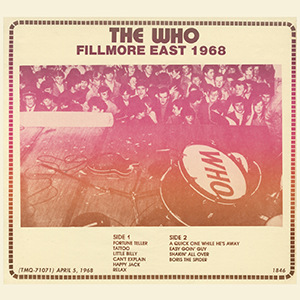 The Who Fillmore East 1968 ソノシート付 ブート The Who Fillmore