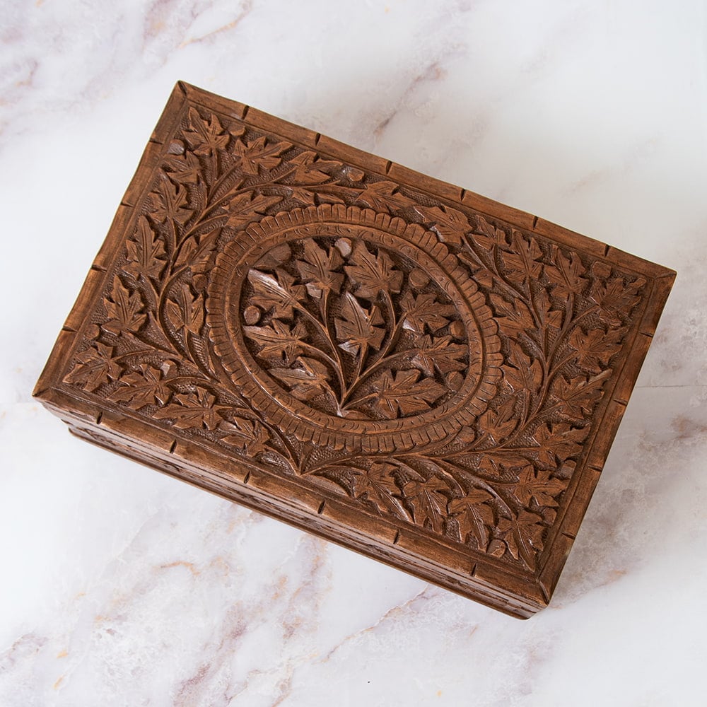 1点もの】カシミールの細密彫刻 ジュエルボックス からくり仕掛け