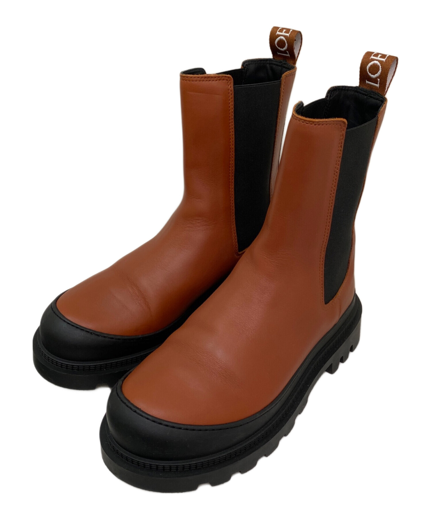 中古・古着通販】LOEWE (ロエベ) サイドゴアブーツ オレンジ サイズ:37