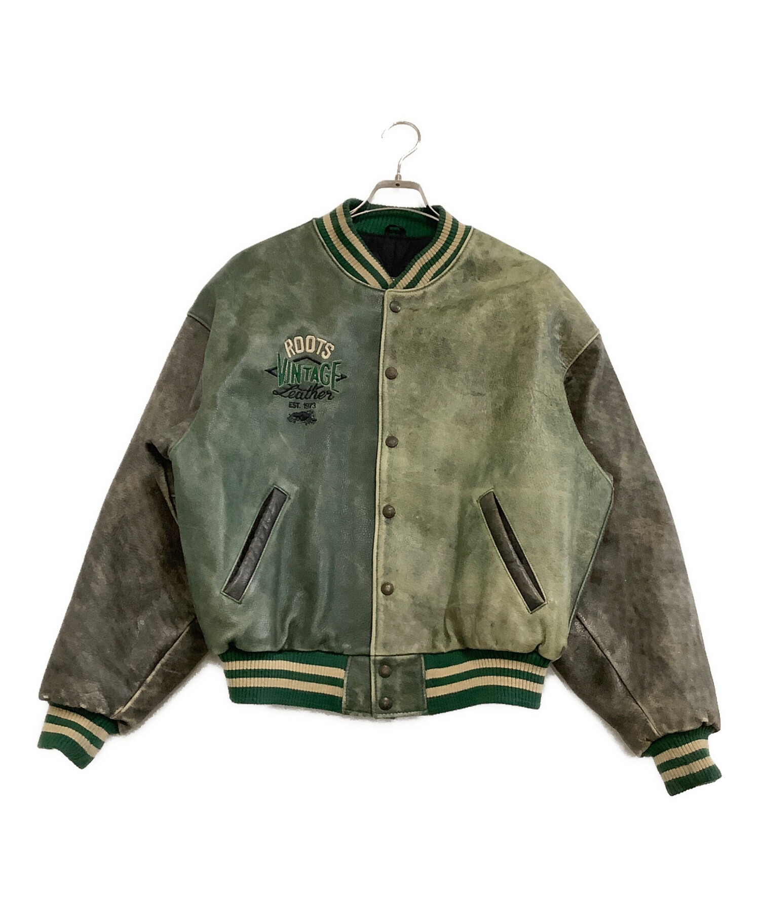 中古・古着通販】Roots (ルーツ) 刺繍ワッペンオールレザースタジャン