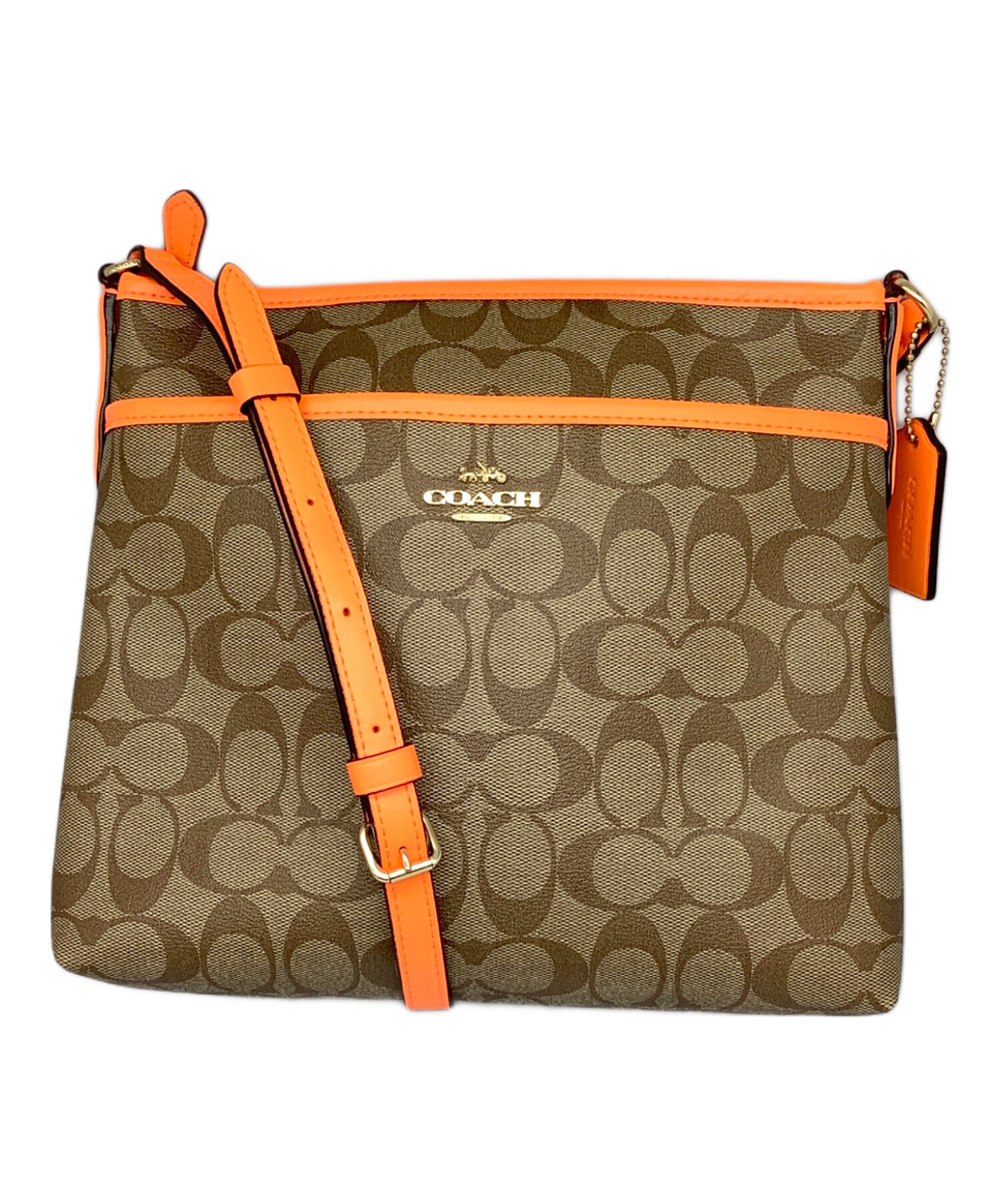 中古・古着通販】COACH (コーチ) ショルダーバッグ ベージュ×オレンジ