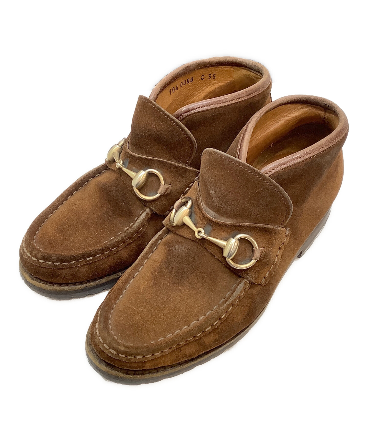 中古・古着通販】GUCCI (グッチ) ホースビットモカシンブーツ ブラウン