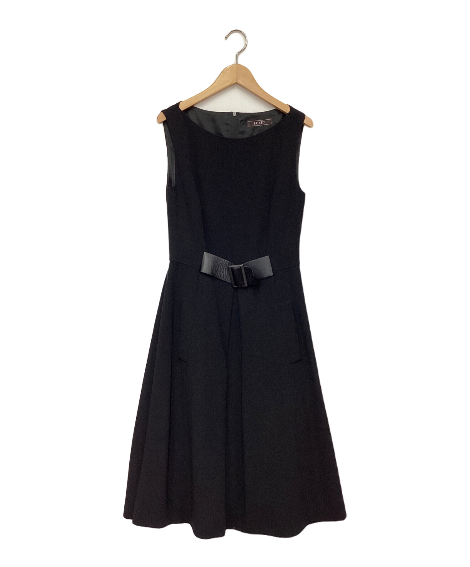中古・古着通販】FOXEY (フォクシー) ノースリーブワンピース ブラック