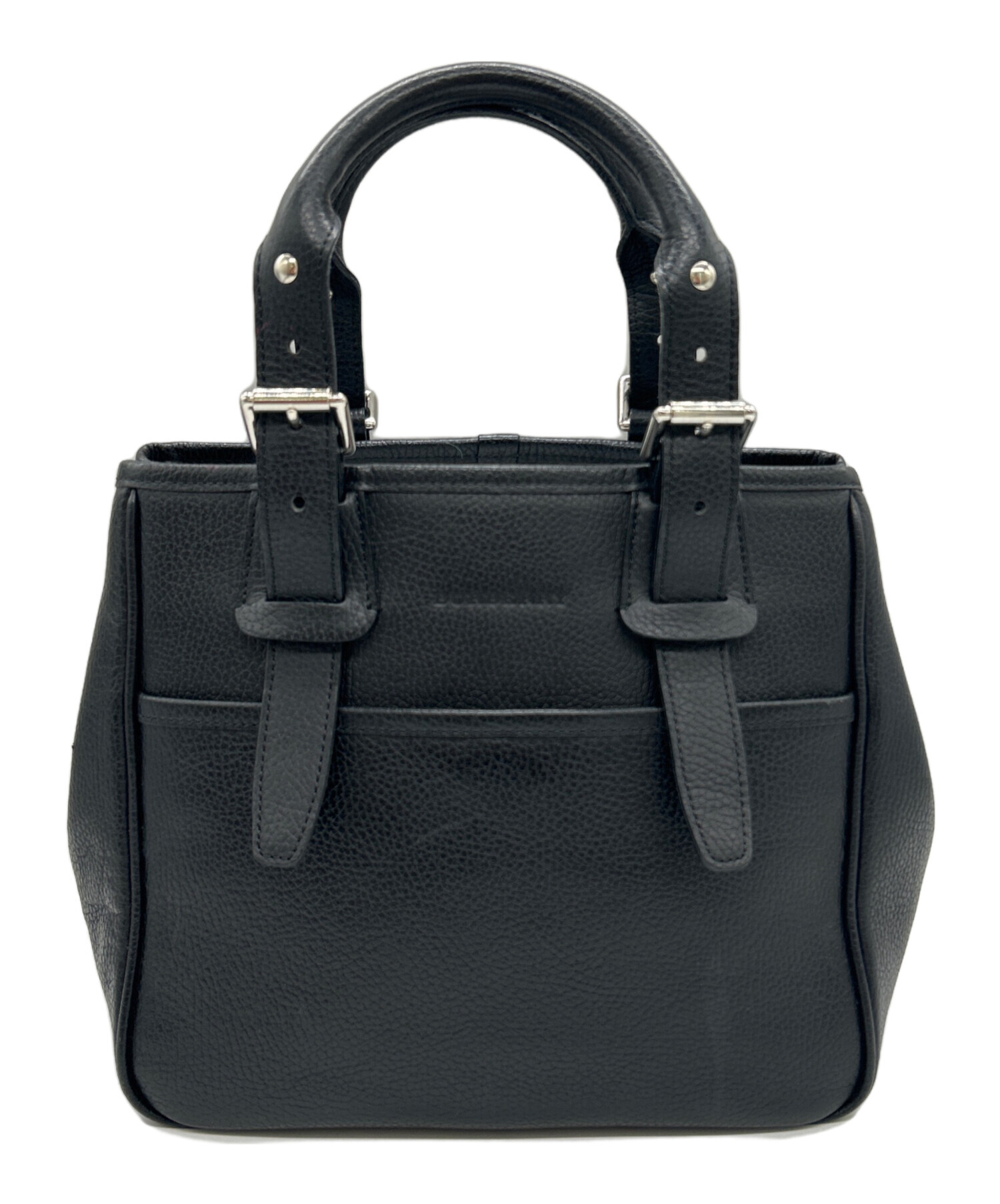 中古・古着通販】BURBERRY (バーバリー) レザーハンドバッグ ブラック