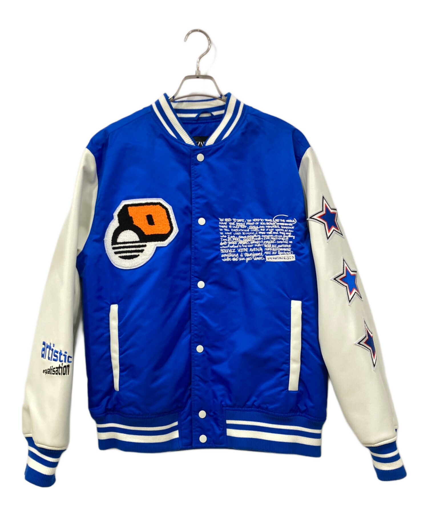 中古・古着通販】ZARA (ザラ) スタジャン ブルー サイズ:Lサイズ