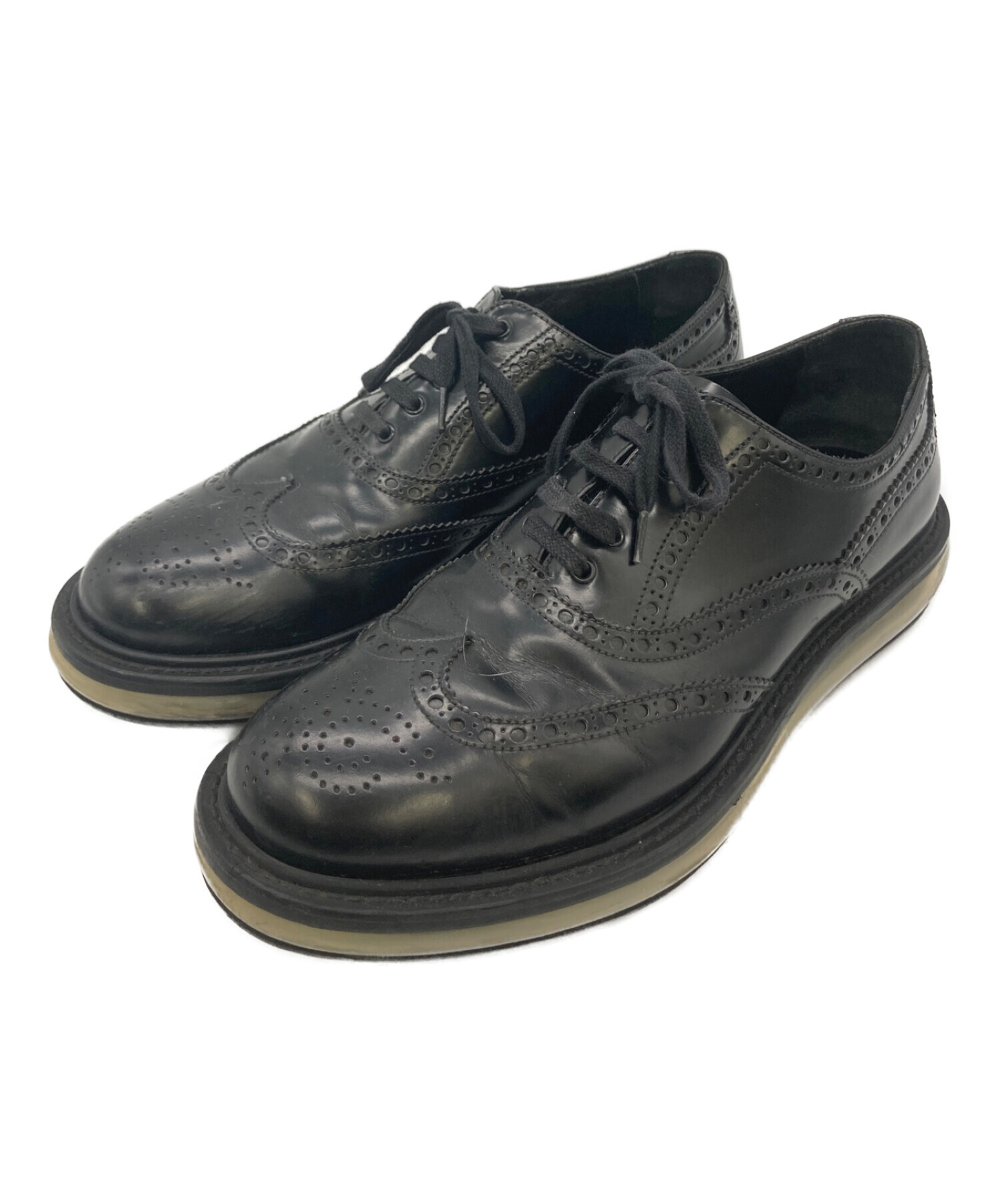 中古・古着通販】PRADA (プラダ) ウィングチップシューズ ブラック