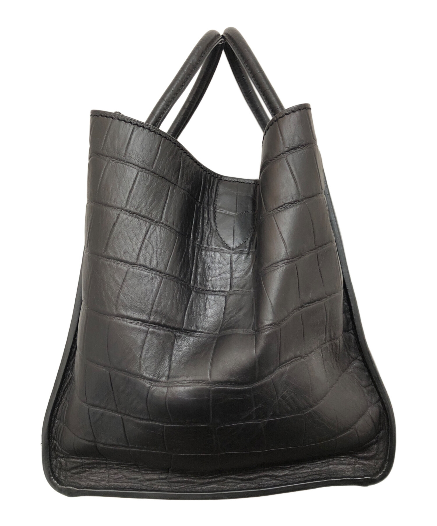 中古・古着通販】CELINE (セリーヌ) クロコ型押しハンドバッグ レザー