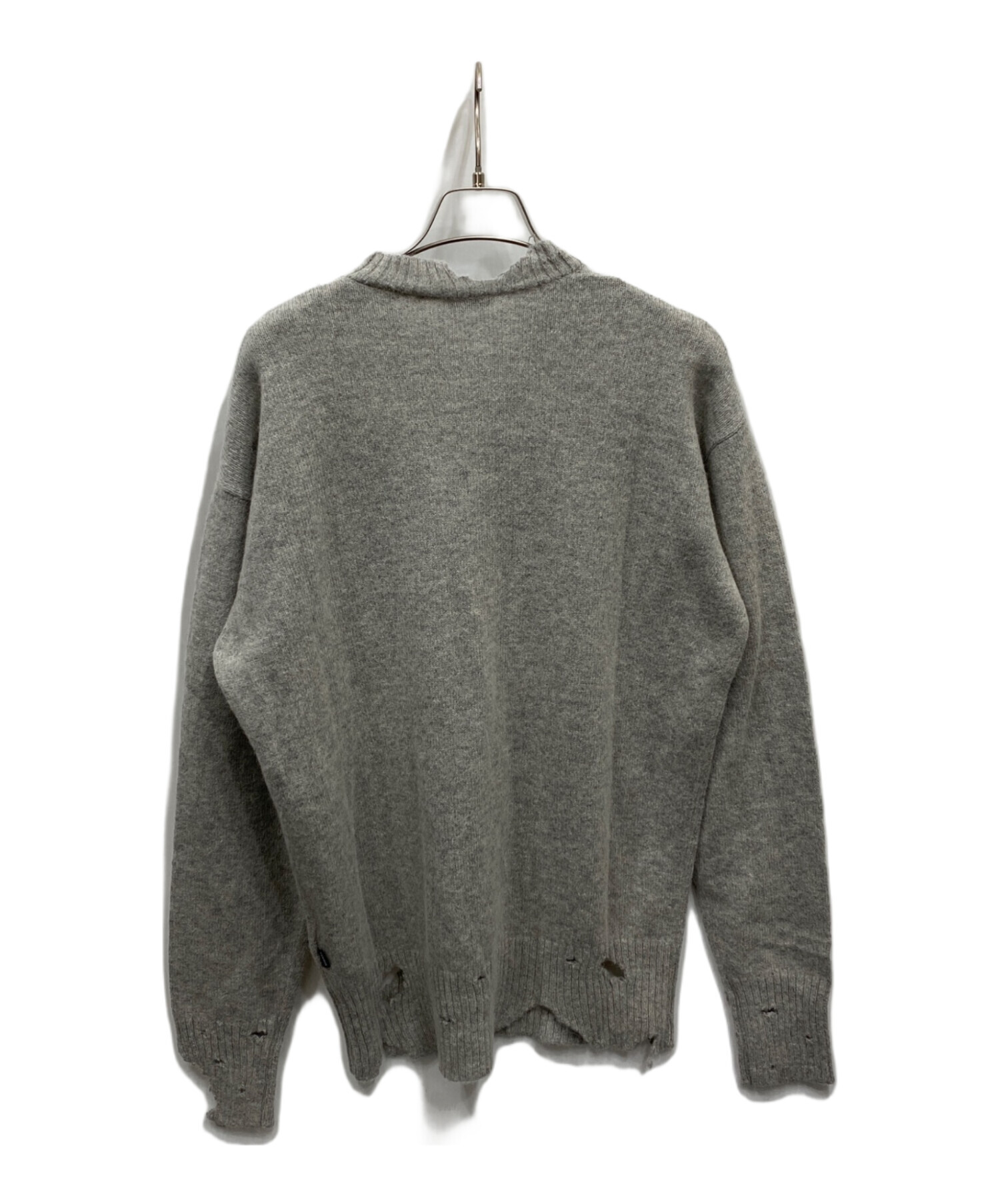 中古・古着通販】DIESEL (ディーゼル) ダメージ加工ニット グレー