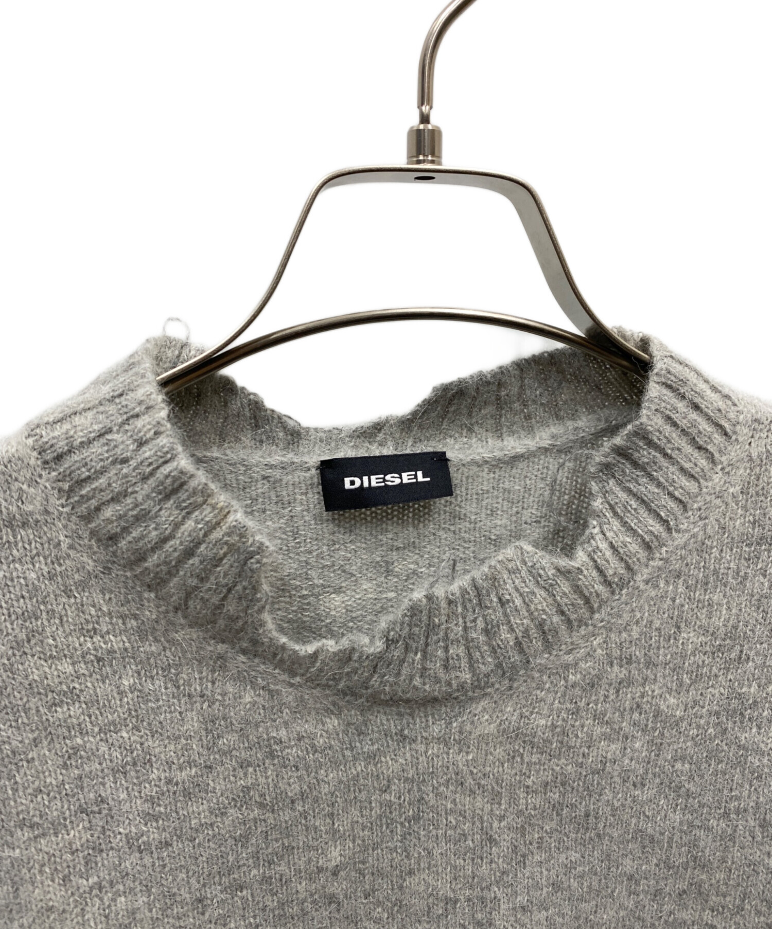 中古・古着通販】DIESEL (ディーゼル) ダメージ加工ニット グレー