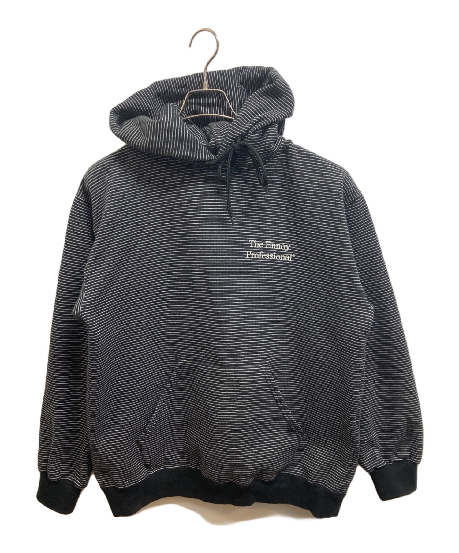 中古・古着通販】ENNOY (エンノイ) BORDER HOODIE SWEAT ブラック