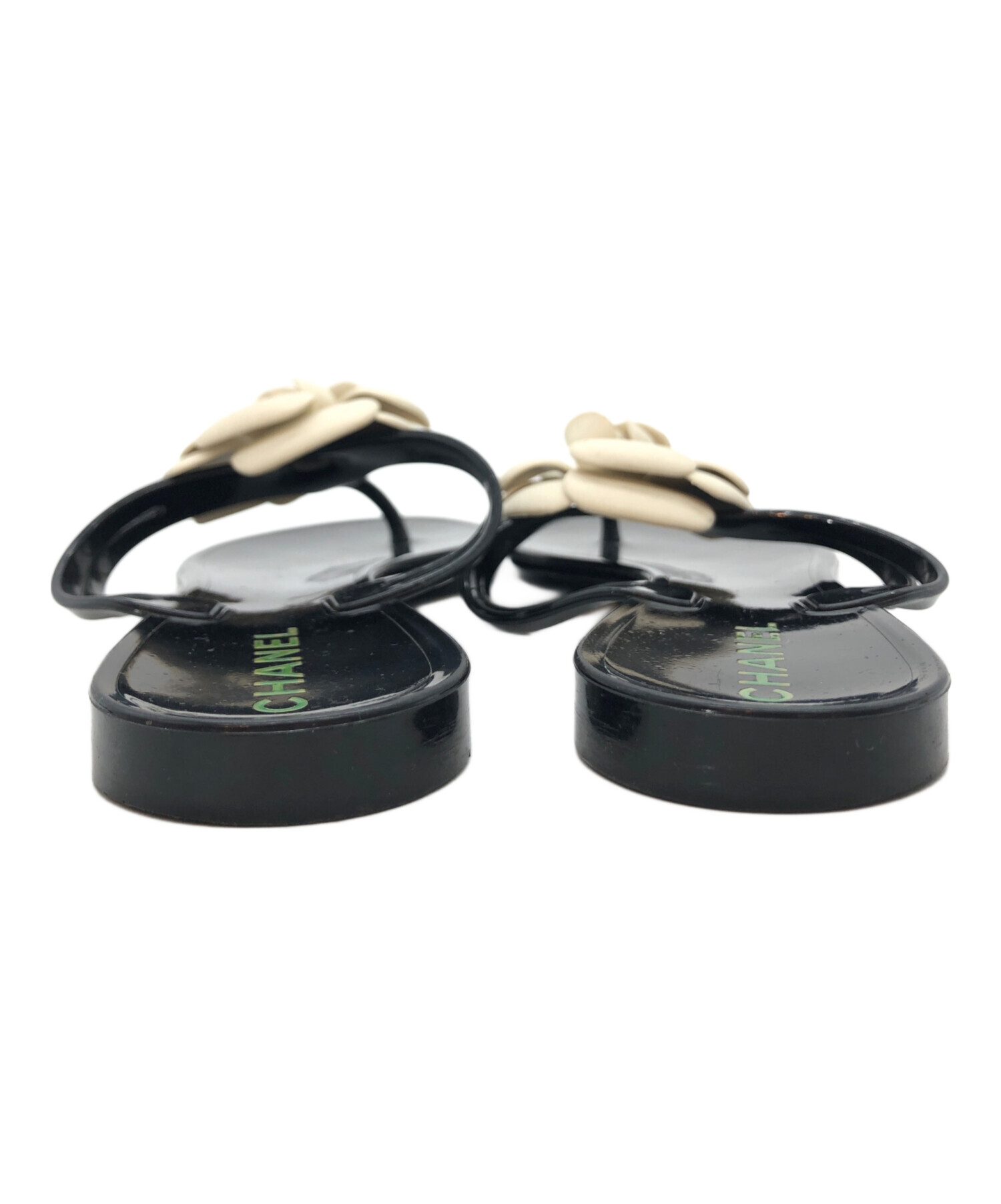 中古・古着通販】CHANEL (シャネル) カメリア トングサンダル ブラック