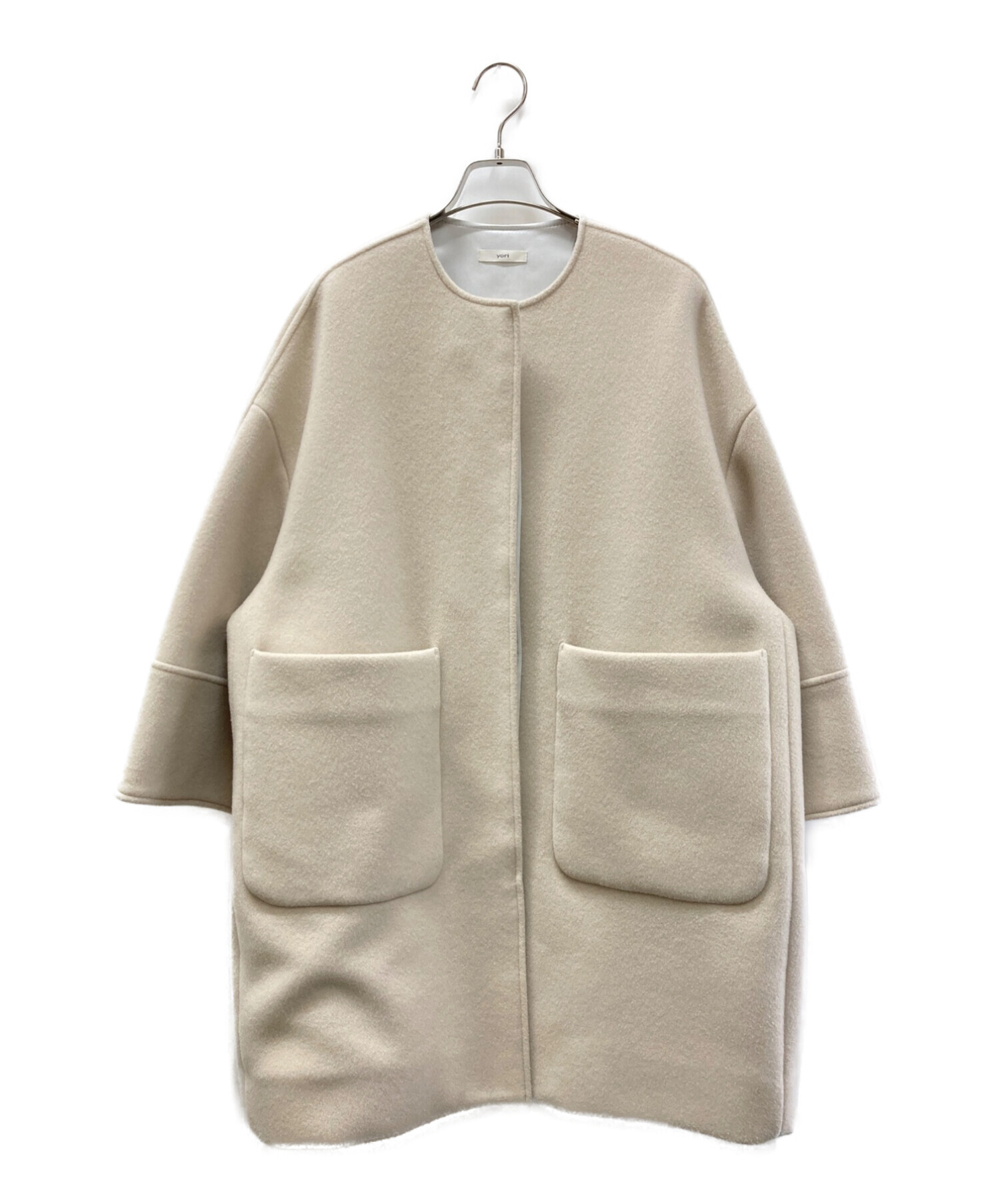 中古・古着通販】YORI (ヨリ) ウールノーカラーコート ベージュ サイズ
