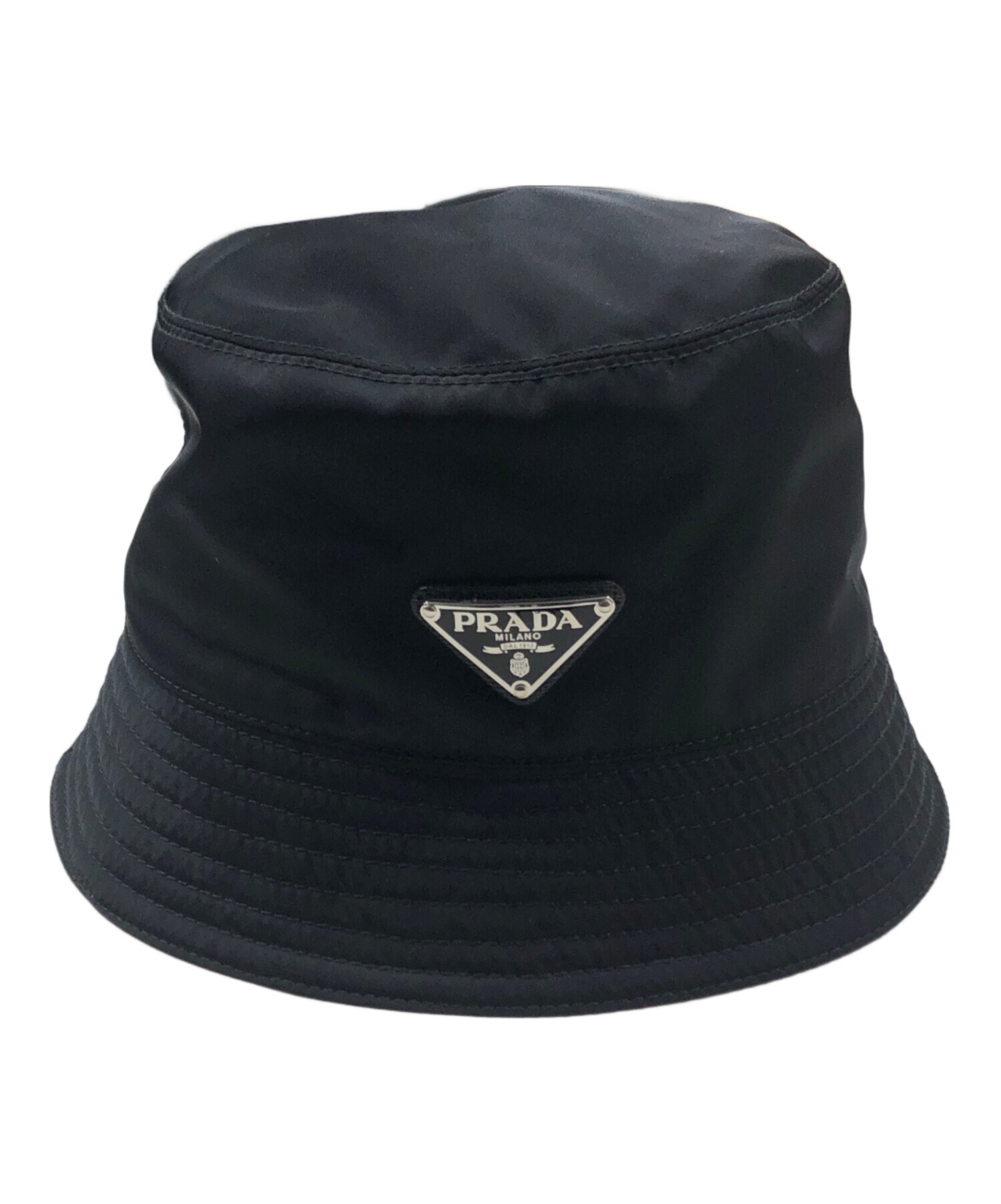 中古・古着通販】PRADA (プラダ) ロゴプレートバケットハット ブラック